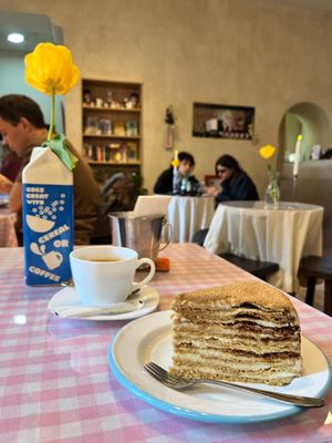 “Honey” cake. at Plantastic Kitchen in Tbilisi