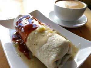 Breakfast Burrito and a Latte at Bang Bang Cafe in Seattle