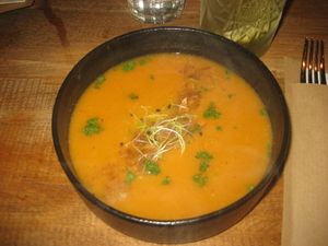 spicy cocos curry soup  at avant garden in Maastricht