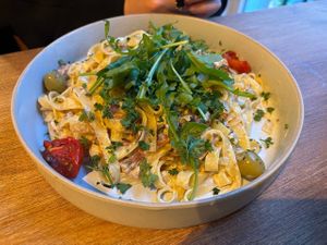 Pasta carbonara at avant garden in Maastricht