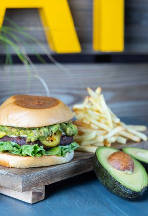 Yerba Mexicana Burger
jalapeño and cilantro sauces, house guacamole, cheddar "cheese", homemade pickled jalapeño at Yerba & Buns in Hollywood