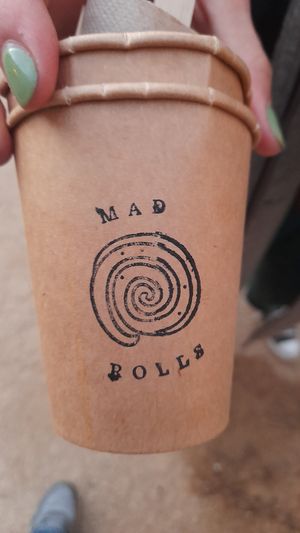 Mad Rolls is a friendly place near Conde Duque. They do great coffy to go in paper cups. Perfect. And shure wir rice milk as it shold be.  at MadRolls - Cinnamon Rolls in Madrid