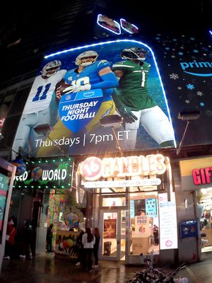 Just up the road from the big M&M's shop. Don't bother going in that shop though because it's rubbish. They don't even offer a single vegan version. Pretend baby cow muppets!😡 at 16 Handles - Times Square in New York City