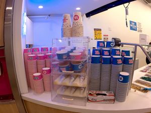 You don't get charged by the cup size, it's the weight of the contents you put in them, so to be on the safe side, don't do what I did. Instead get the bigger pot ; ) at 16 Handles - Times Square in New York City