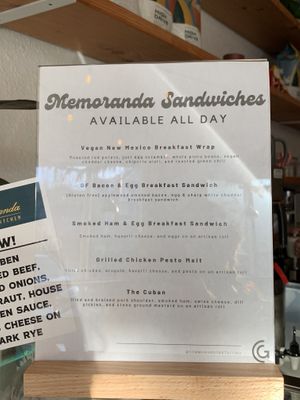 Food menu  at Common Ground Coffee in Tacoma