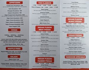 menu at Fusion Curry Pizza in Portland
