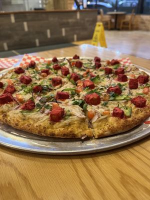 Vegan Tandoori Chicken Pizza  at Fusion Curry Pizza in Portland