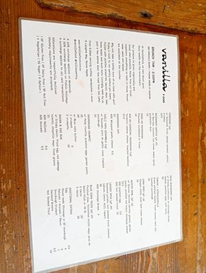 Menu at VanillaFood in Noosa Heads
