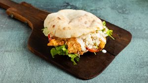 Caesar's Handwich with plant based chicken, Caesar's sauce, cheese, tomato and lola lettuce at Handwich in Athens