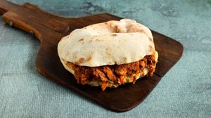 Gyros Handwich with soya gyros, coleslaw and tzatziki sauce at Handwich in Athens