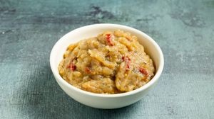 Smoked aubergine at Handwich in Athens