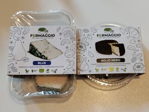 Italian cashew cheeses for sale too at Ko.bo Vegan in Milan