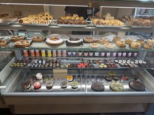 Selection of vegan cakes and pastries  at Ko.bo Vegan in Milan