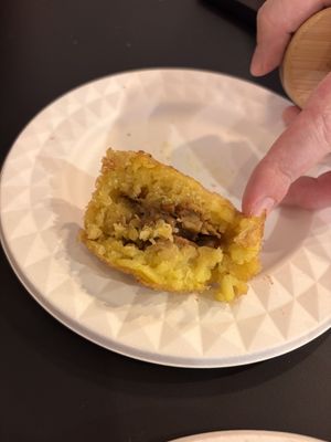 Arancino speck e funghi   at Ko.bo Vegan in Milan