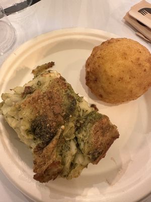 Lasagna and arancini   at Ko.bo Vegan in Milan
