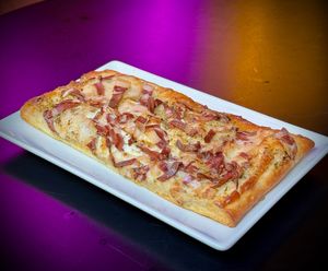 Pizza carbonara  at New Freedom Cakes Cafe in Madrid