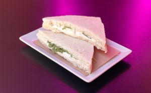 Arugula, creamy cheese and raisins sandwich  at New Freedom Cakes Cafe in Madrid