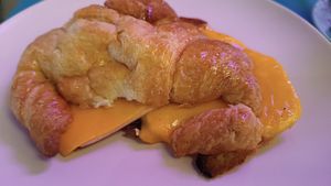 Croissant "jamón y queso" at New Freedom Cakes Cafe in Madrid