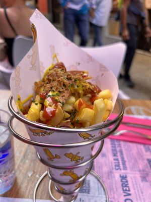 Salchipapas   at New Freedom Cakes Cafe in Madrid