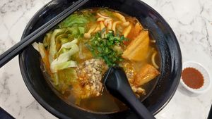 Crab noodles at VeganPho - Lucky Plaza in Central Singapore