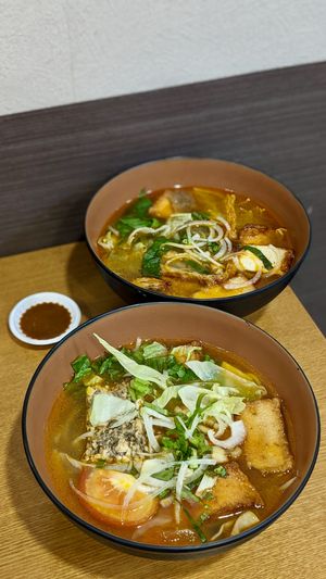 Vegan Crab Noodles, Spicy Beef Noodles at VeganPho - Lucky Plaza in Central Singapore