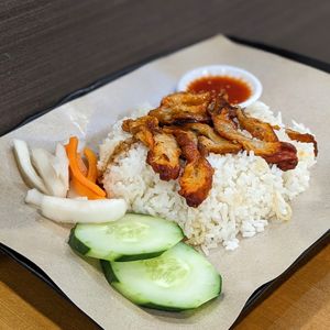 Vegan Char Siew Rice at VeganPho - Lucky Plaza in Central Singapore