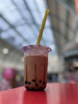 Brown sugar oat milk iced coffee   at Manhua Cha in Newcastle Upon Tyne