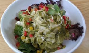 raw zuccini spaghetti at Rasayana Raw Food Cafe in Bangkok