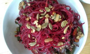 raw beetroot salad at Rasayana Raw Food Cafe in Bangkok