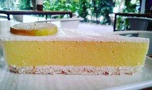 Raw lemon tart at Rasayana Raw Food Cafe in Bangkok