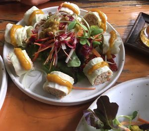 Raw activated almond - cabbage sushi  at Rasayana Raw Food Cafe in Bangkok