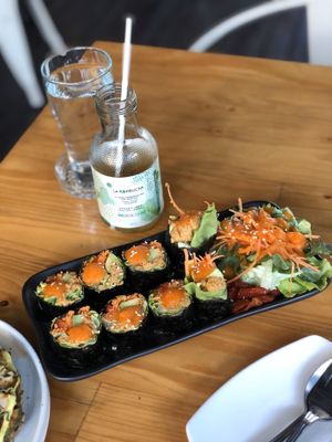 Mock salmon sushi. Almond, nori sheets   at Rasayana Raw Food Cafe in Bangkok