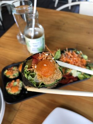 Mock salmon sushi   at Rasayana Raw Food Cafe in Bangkok