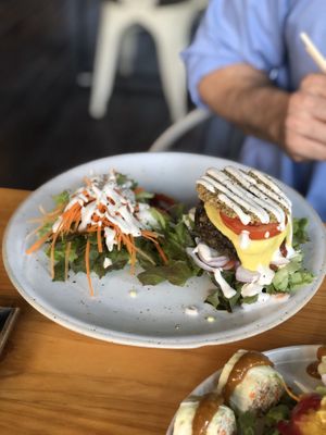 Mushroom burger   at Rasayana Raw Food Cafe in Bangkok