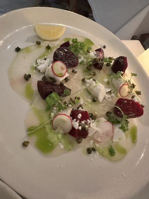 Betroot salad with vegan feta   at Bistro C in Noosa Heads