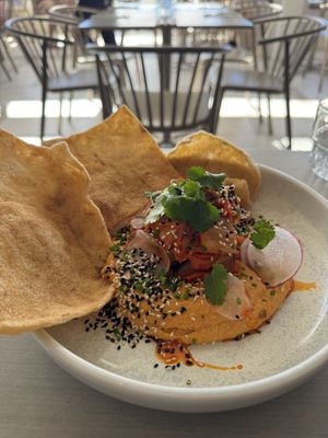 Hommus with kimchi  at Bistro C in Noosa Heads