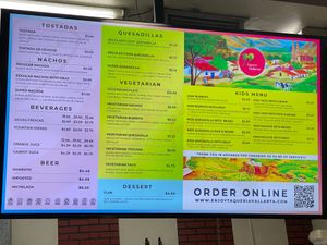 Vegetarian Menu at Taqueria Vallarta in Santa Cruz