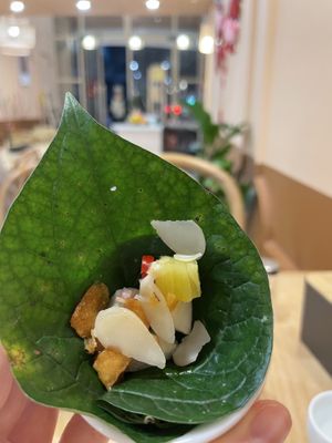 Great treat sweet with pineapplee  at Homie Vegan in Hanoi