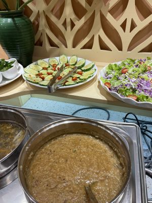 Soup and salad   at Homie Vegan in Hanoi