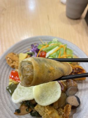 Spring rolls - unfortunately with cilantroo  at Homie Vegan in Hanoi