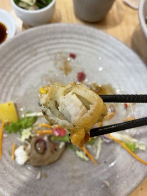 Mushroom coated and fried   at Homie Vegan in Hanoi