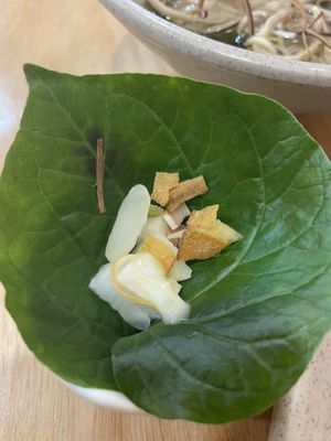 Leaves with filling  at Homie Vegan in Hanoi