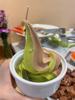 Matcha chocolate soft serve - not sweet   at Homie Vegan in Hanoi