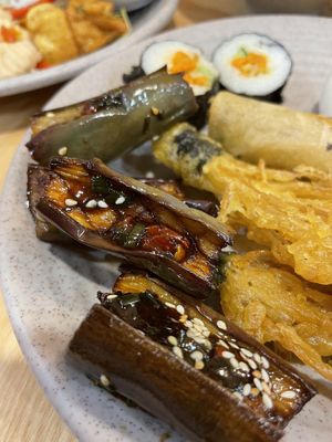 New item: aubergines with sauce   at Homie Vegan in Hanoi