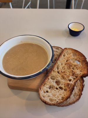 Candied walnut soup (very nice) at Karibu Coffee in Hillsborough
