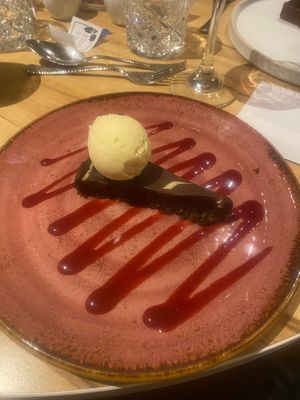 Vegan chocolate tart  at The Clock House Bistro in Ballymena