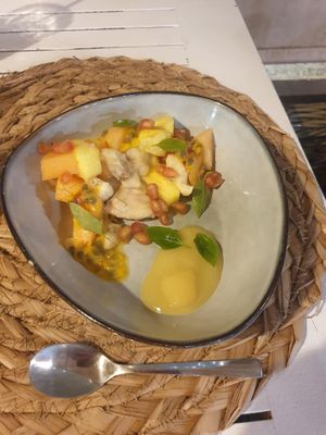 Vegan dessert (fruits assortment) at Lili au Lagon - Restaurant Le François in Le Francois