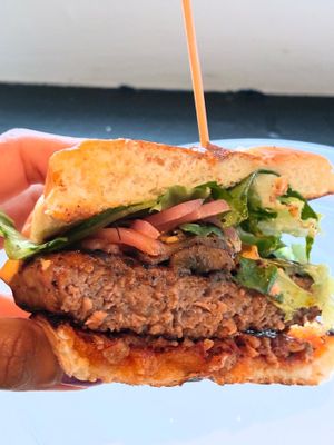 Desert Cottontail burger. The Serrano pepper adds a nice and spicy crunch 😁  at Mad Rabbit Cafe in Madison