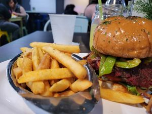 Vegan burger covered in butter :-( at The Krave in Raytown