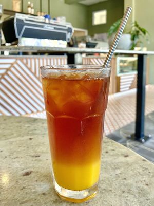 Passionfruit iced teaa  at SkinnyTom's Deli in Unawatuna